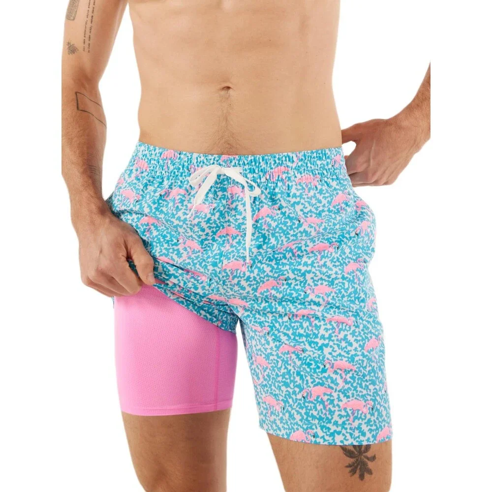 Chubbies Men's Lined Swim Trunks 7 Inch Shorts Elastic Waist Stretch Boxer L